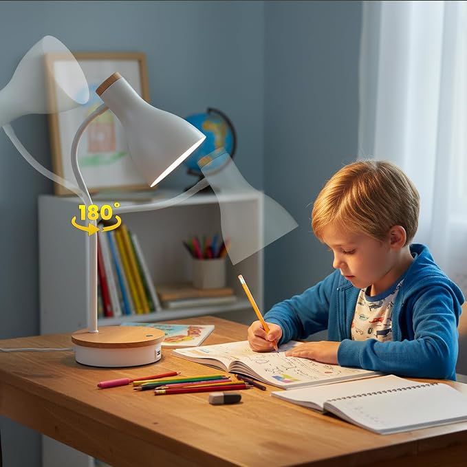 LALISU Desk Lamp for Home Office, 10W Wireless Charger Desk Light with USB C+AC Charging Ports,3 Ways Dimming Reading Light, Touch Table Lamp for College Dorm Room (White-Fast Charging (10W))