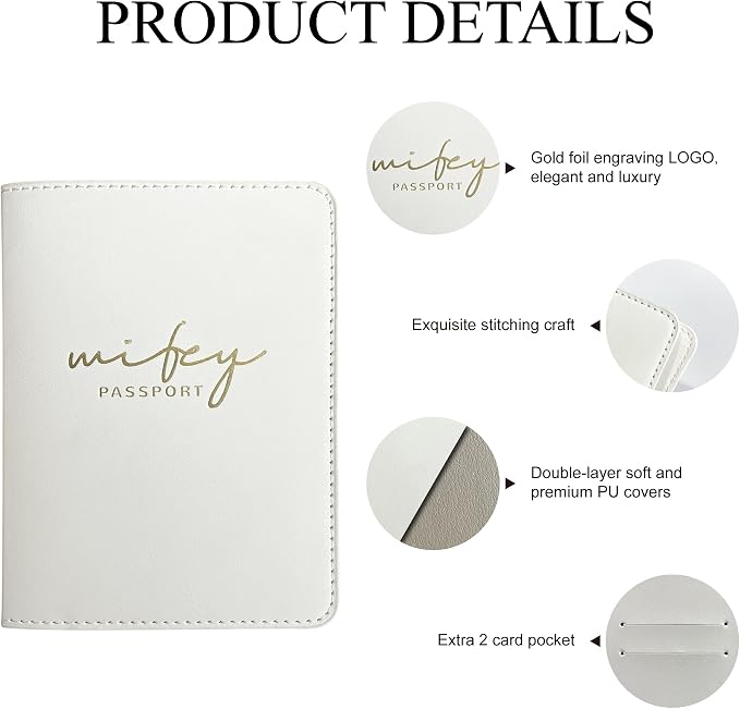 Mr&Mrs Gifts Matching Passport Holders for Bride and Groom, Hubby&Wifey Gold Foil Logo, Dual PU Leather with Card Pockets, Honeymoon Travel Essentials Gift for Newlyweds(HW Black White)