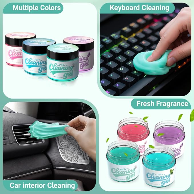 ASFSKY Car Cleaning Gel,Aromatherapy Scent,4 Pack | Cleaning Putty for Car Interior, Keyboard Dust Remover, Universal Cleaning Gel