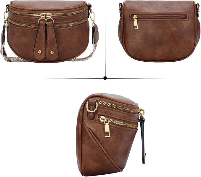 KKXIU Crossbody Bags for Women Vegan Leather Travel Bum Bag | Trendy Fanny Waist Pack | Shoulder Purse with Adjustable Strap