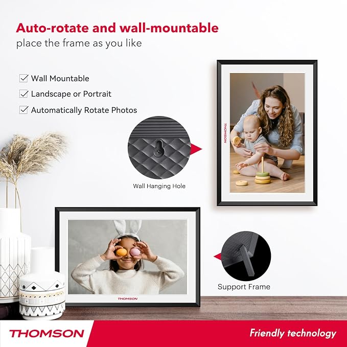 THOMSON 10.1 Inch WiFi Digital Picture Frame, 1280x800 HD IPS Touch Screen Digital Photo Frame with 32 GB, Auto-Rotate, Share Photos/Videos Instantly from Anywhere Great Gifts