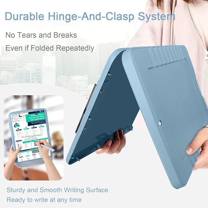 SFLHHDM Clipboard with Storage,Storage Clipboard with Pen Holder, A4 Binder Clip Boards 8.5x11 with Low Profile Clip,Side Opening Nursing Clipboards, Clipboards Folder for Office Supplies-Slate Blue