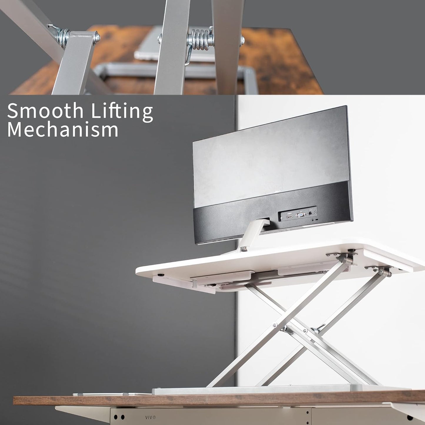 VIVO Economy Single Top Height Adjustable 29 inch Standing Desk Converter, Sit Stand Tabletop Monitor and Laptop Riser Platform Workstation, White, DESK-V000UW