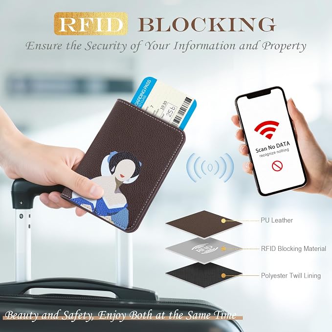 Lychii Passport Holder, RFID Blocking Travel Wallet, Slim Passport Cover | PU Leather Protector Case for Quick TSA Access, Secure Boarding Passes & ID Cards for Men Women, Travel Accessories