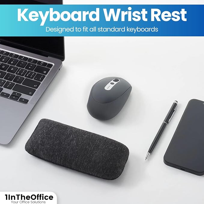 1InTheOffice Mouse Wrist Rest, Beaded Wrist Support Pad Ergobeads, Black