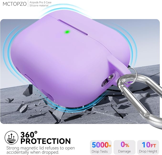 for AirPods Pro 3 Case 2025,Come with Cleaner Kit,Magnetic Purple | Silicone Protective Cover for Airpod Pro 3rd Generation Case with Keychain,for Women Men,One-Piece Design,Shockproof,Magnetic