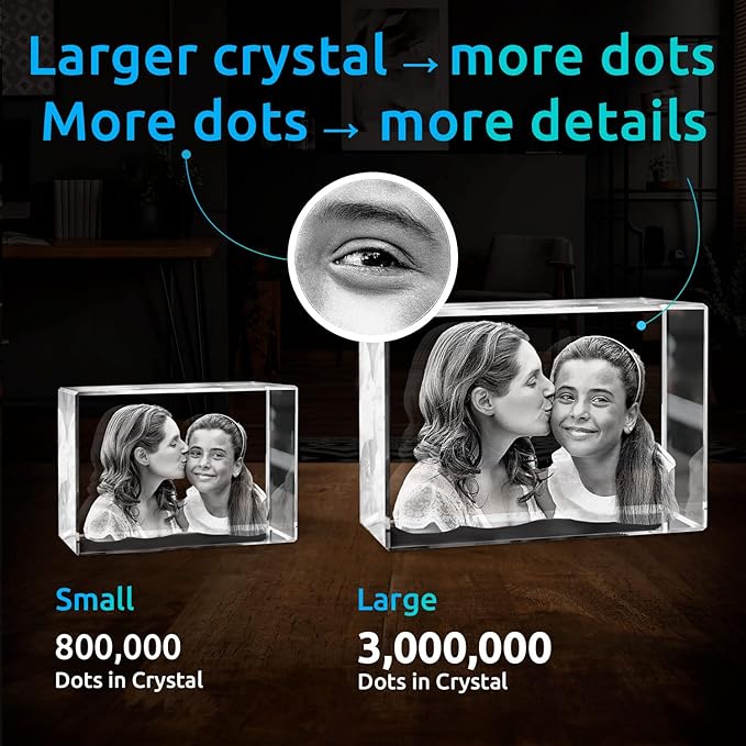 ArtPix 3D Premium Crystal Photo, Personalized Gifts for Father, Dad, Men, Husband, Grandpa, Great Customized Gift With Your Own Photo for Mom, Wife, Women, Custom Glass 3D Laser Etched Picture Frame