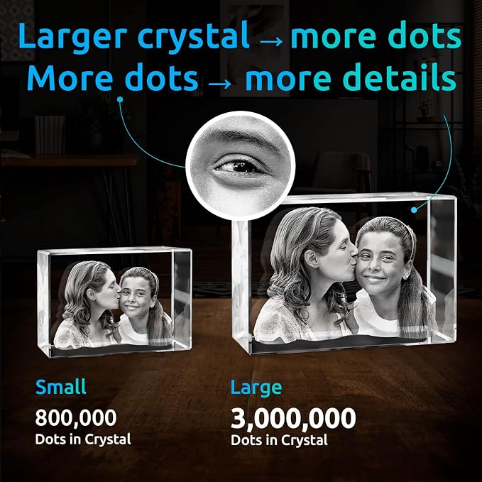 ArtPix 3D Premium Crystal Photo, Personalized Gifts for Father, Dad, Men, Husband, Grandpa, Great Customized Gift With Your Own Photo for Mom, Wife, Women, Custom Glass 3D Laser Etched Picture Frame