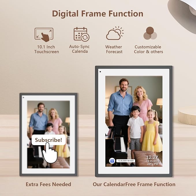 10.1 inch Digital Calendar & Chore Chart,Smart Touchscreen Interactive Display for Family Schedules, Digital Photo Frame Functon, Great for Organizing Your 2026 Calendar