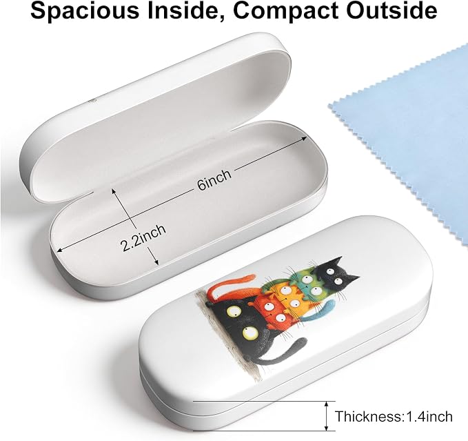 Hard Shell Leather Sunglasses Case,Classic Fashionable Cute Large Glasses Case for Women Men,Sunglass Eyeglasses