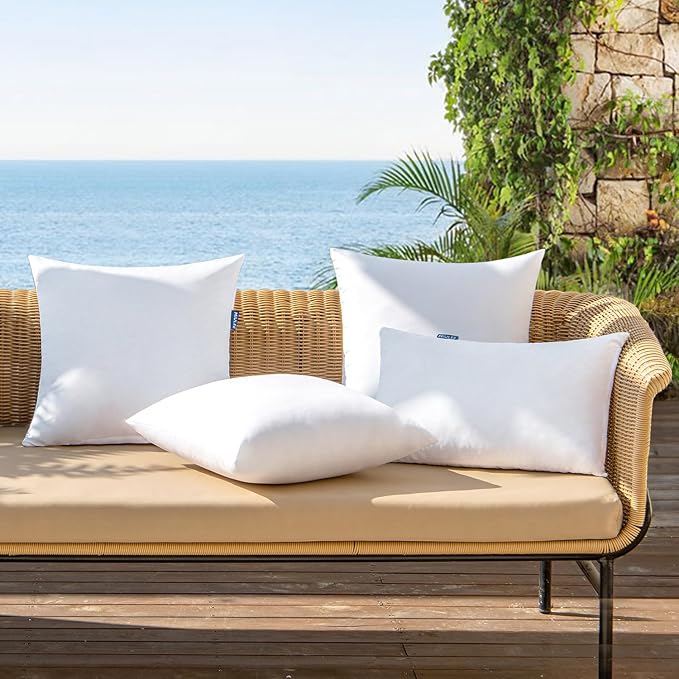 MIULEE Pack of 2 12x24 Inch Outdoor Pillow Inserts | Water-Resistant Decorative Premium Lumbar Pillow Stuffer Sham for Porch Swing Couch Sofa Cushion Patio Furniture