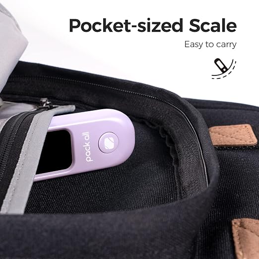 pack all Digital Luggage Scale for Travel, 110Lbs Capacity, 0.1Lb Precision | Handheld, Backlit LCD Display, Lb/Kg/Oz Conversion, Tare Function, Battery Included, Purple