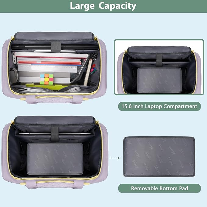 MATEIN Rolling Briefcase for Women, 15.6 Inch Rolling Work Bag with Wheels | Detachable Cart, with Insulated Lunch Box, Computer Bag, Rolling Briefcase for Nurse Work Business Office