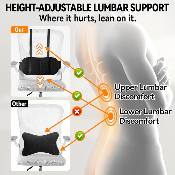 Lumbar Support Pillow for Car,Back Support for Car Seat Cushion,Adjustable Straps Securely Fixed Car Lumbar Support Pillow for Office Chair (Beige for Office Chair)