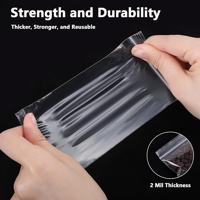 BESARME 1000 PCS 3" x 5" Small Plastic Bags for Jewelry Mini Clear Plastic Poly Bag 2 Mil with Resealable Lock Seal Zipper for Storage Gifts Candy Screws