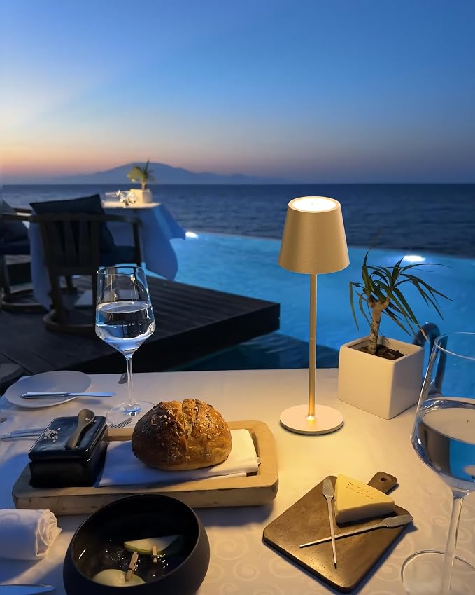 JACKYLED Cordless Table Lamps Rechargeable, 3 Adjustable Height, 5000 Capactiy Operated, 3 Colors Smooth Dimming, Portable LED Waterproof Table Lamp for Dining, Bedroom, Outdoor-Gold