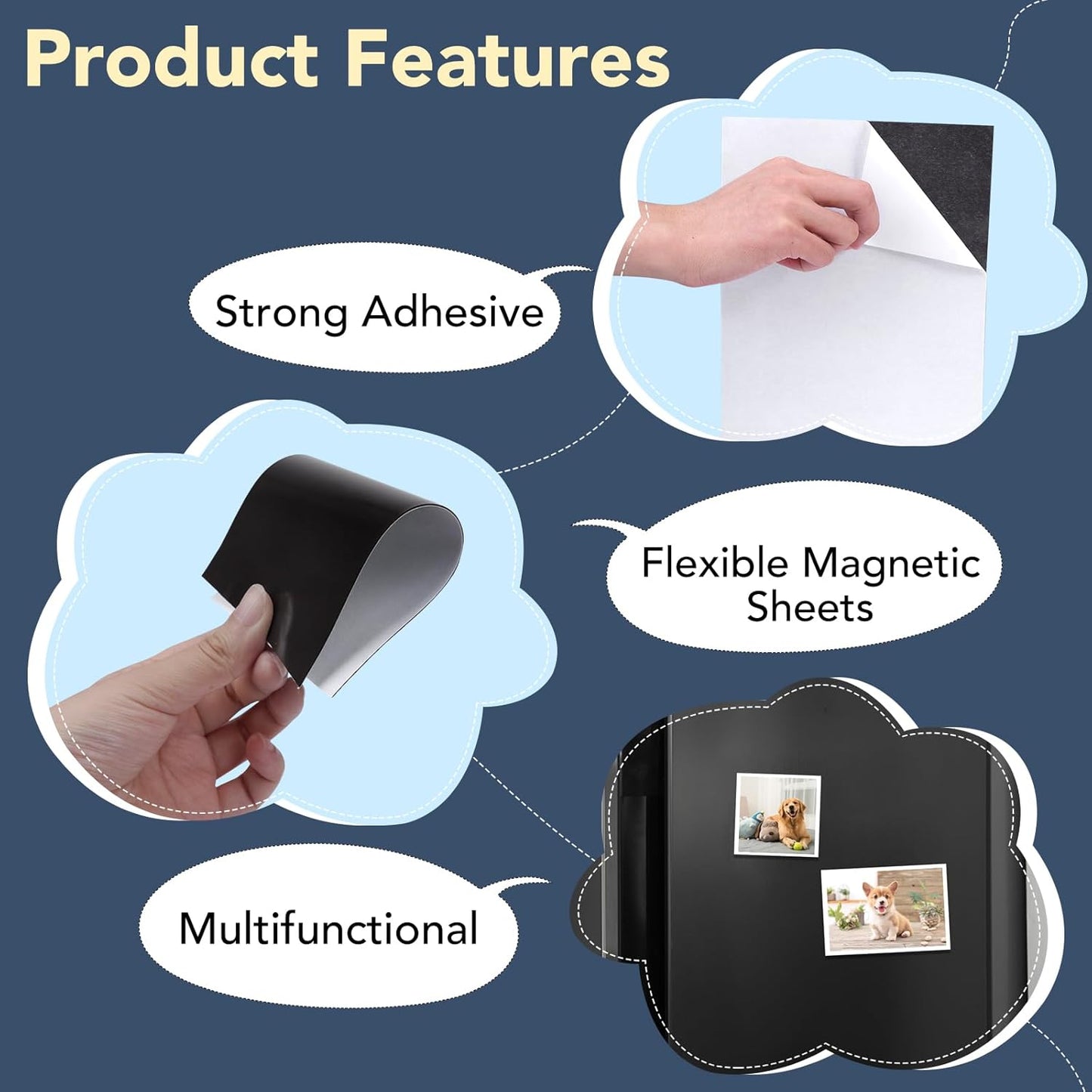 DIYMAG 8Pack Magnetic Adhesive Sheets, Magnetics Sheet with Adhesives Backing, 8x10 Inch Flexible Magnet for Crafts Photos and Die Storage Easy to Cut