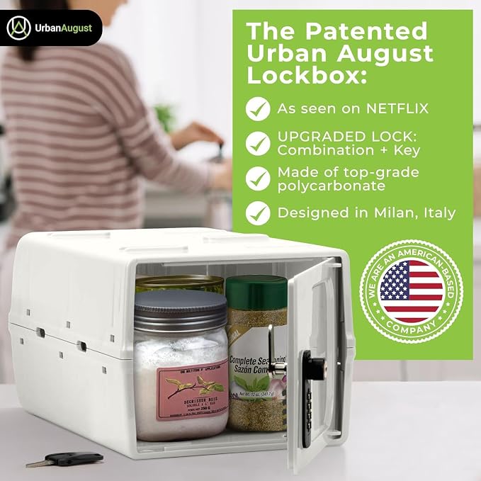 Dual Combination & Keyed Lockbox - Lockable Box for Everyday Use - Multi-Purpose lock for Home & Office Safety - Made of Industrial-Grade Plastic - One Size (Cream)