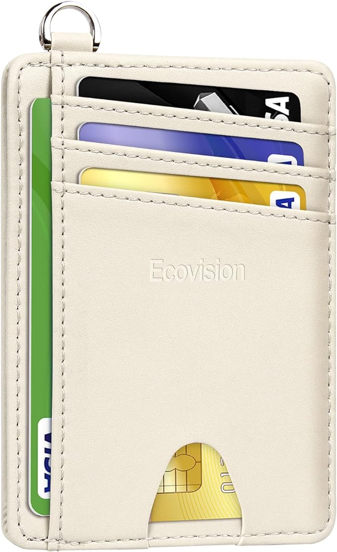 Slim Minimalist Front Pocket Wallet, RFID Blocking Credit Card Holder Wallet with Detachable D-Shackle for Men Women