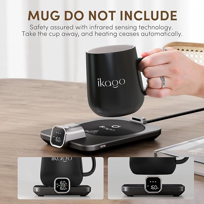 Coffee Mug Warmer for Desk, Accurate 1℉ Temperature Control with Real-Time Display, Smart Mug Warmer with Auto Shut-Off & Cup Sensing, Ideal Gifts for Women and Men
