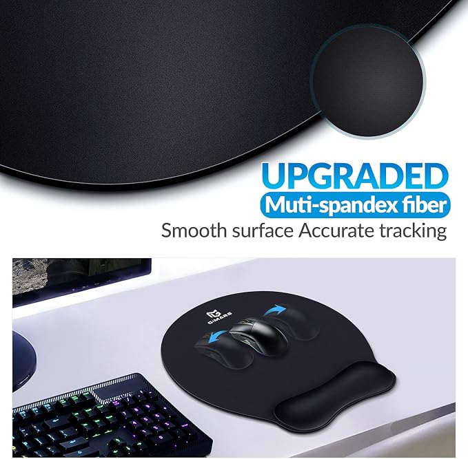 Gimars Upgrade Round Mouse Pad with Wrist Rest, Enlarge Smooth Superfine Fibre Memory Foam Ergonomic Comfortable Gaming Mousepad with Nonslip Base for Pain Relief, Laptop Computer Office, 10.8 x 9.7''
