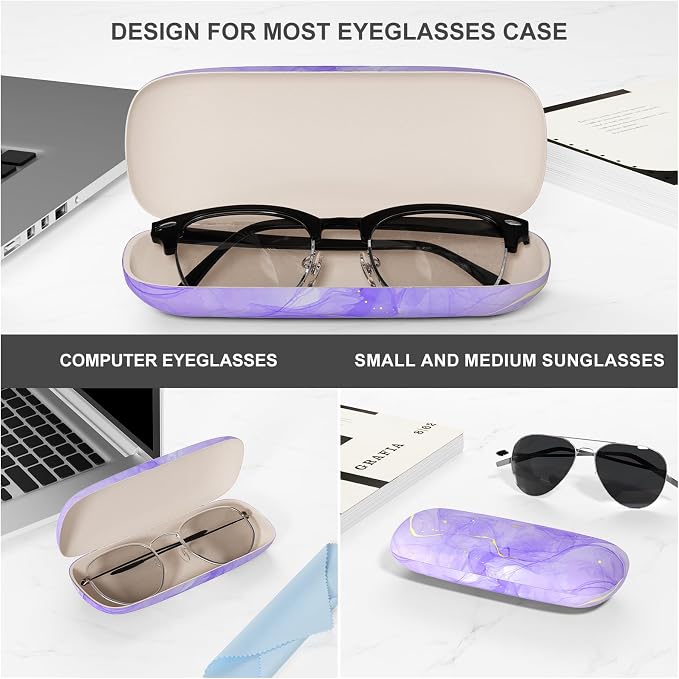 Eyeglasses Case, Portable Hard Shell Protective Case for Glasses, Eyeglass Holder Box for Women with Cleaning Cloth
