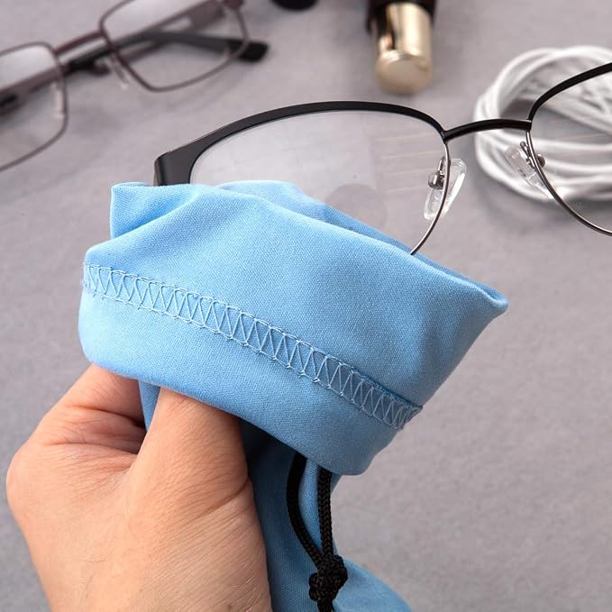 TRIUMPH VISION Glasses Case Soft Eyeglass Case Sunglass Pouch Cloth 3 Pack | Thick Microfiber Pouch Drawstring Pouch Eye Glass Bag Sunglasses Sleeve Storage, Lens Protection Cover,Cleaning Lens Screen