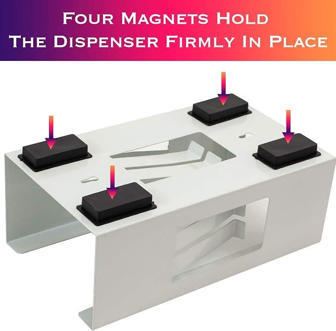 Magnetic Glove Holder,Glove Box Holder,Glove Dispenser,Durable Coated Steel,Space Saving Design for Work,Shop, Garage,Medical Office,Laundry Room,Kitchen,Hospital,Fridge,Wall Mount (White)
