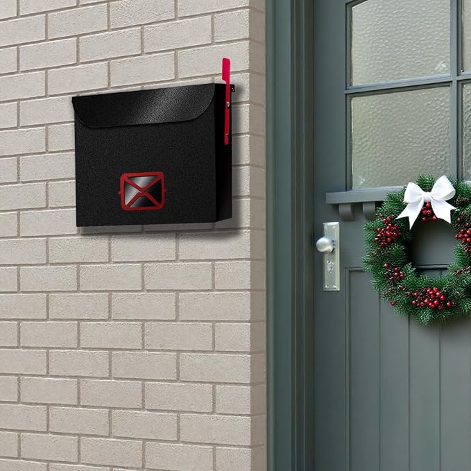 Steel Wall-Mount Mailbox for House,Rust-Proof Metal Mail Boxex, Large Capacity Post Box,Mailboxes for Outside(Rectangle No Lock)