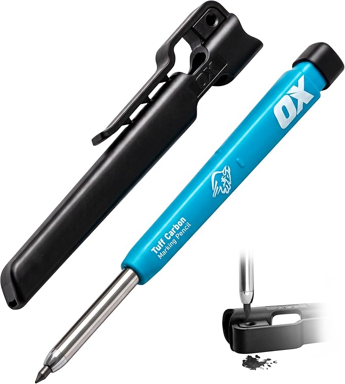 OX Construction Pencil - Mechanical Carpenter Pencils Set w/Holster | Pencil Sharpener, Holster, Heavy Duty Precision Mechanical Carpenter Pencil, Woodworking Pencils, Carpentry Marking Pencil