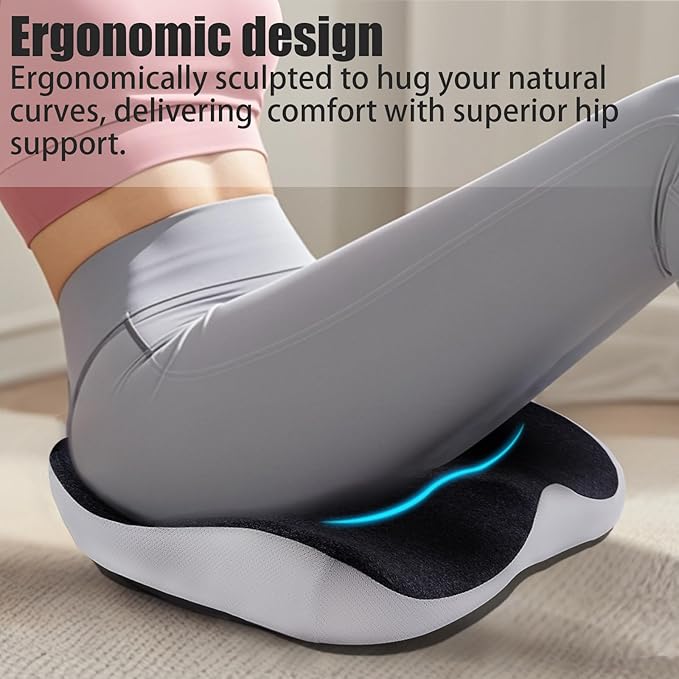 Pressure Relief Seat Cushion for Long Sitting Hours on Office/Home Chair, Car, Wheelchair - Extra-Dense Memory Foam for Hip, Tailbone, Coccyx, Sciatica-Black (Light Edge)