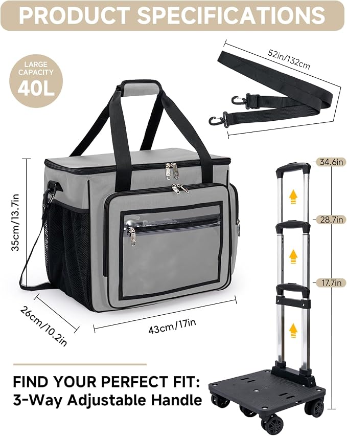 Amythe Teacher Bag with Wheels, 15.6" Rolling Briefcase for Women for Work | Water-Resistant • Detachable Trolley & 5 Wheels • Charger & bottle storage