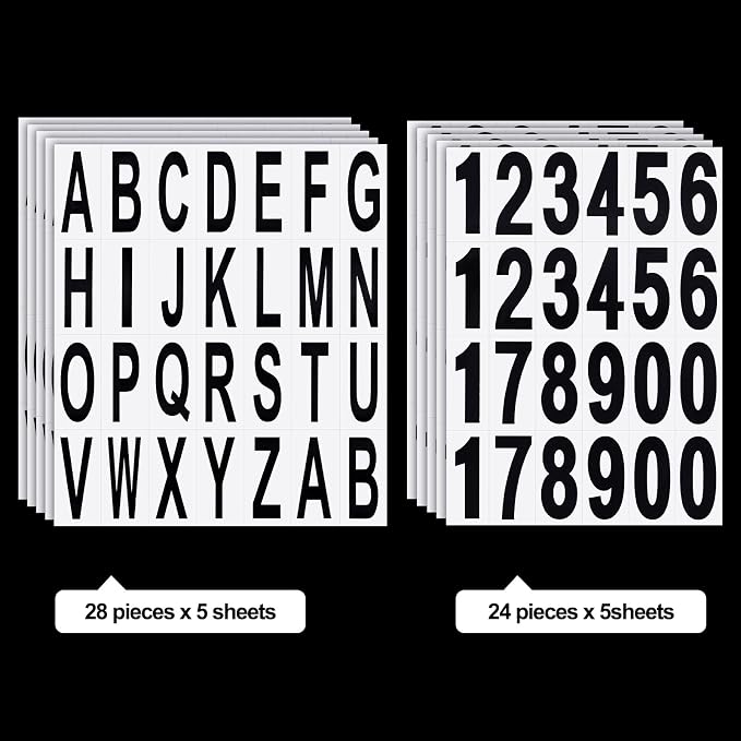 10 Sheets Mailbox Numbers and Letters Stickers for Outside Stick on Black Vinyl Alphabet Number Decals Sticky for Home Business Apartment Address Window Door Car Truck(2 x 1 Inch)