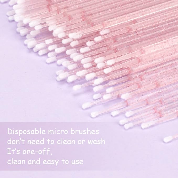 G2PLUS Micro Swabs, Disposable Micro Applicator Brushes and Swabs 500PCS | Pink Tips for Lash Extension Prep, Makeup Correction, Controlled Application, Detailed Beauty Work and Professional Salon Use