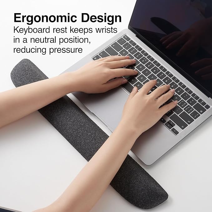 Staples Ergonomic Gel Keyboard Wrist Rest, 18.66" x 2.8" x 0.91", Non‑Slip Base, Soft Wrist Support Cushion for Easy Typing, Full‑Size Keyboards, Office/Computer/Gaming, Black