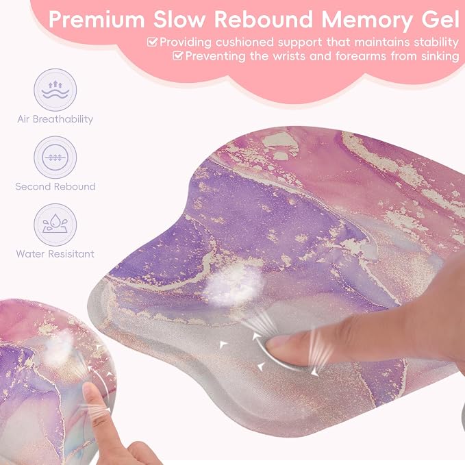 Upgrade Ergonomic Mouse Pad,Non Slip Mousepad Wrist Rest Support for Office, Computer, Laptop & Mac(B-Charming Pink Marble)