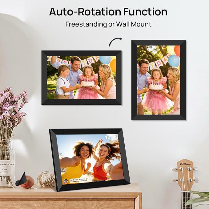 32GB FRAMEO 10.1 Inch Smart WiFi Digital Photo Frame 1280x800 IPS LCD Touch Screen, Auto-Rotate Portrait and Landscape, Built in 32GB Memory, Share Moments Instantly via Frameo App from Anywhere