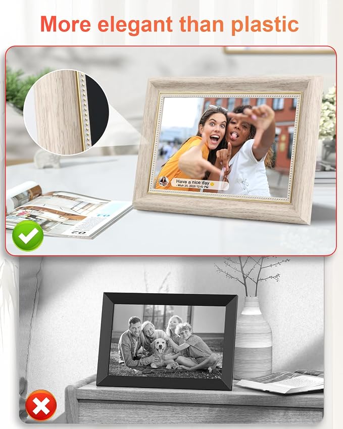 Frameo Digital Frame 10.1 Inch WiFi Digital Photo Frame with 32GB Storage, 1280x800 HD IPS Touch Screen Picture Frames with Frameo APP, Long Distance Realationship Gifts, Elderly Tech-Nordic White