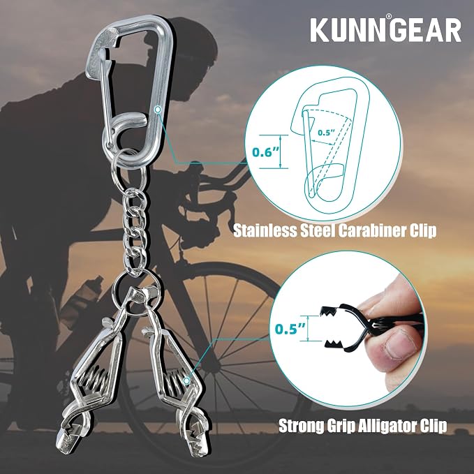 KUNN Glove Clip Stainless Steel Carabiner with Double-End Alligator Clip for Work Gloves, Glove Holder for Wall Mount