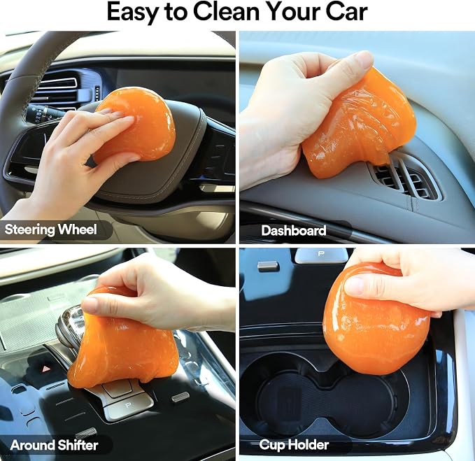 PULIDIKI Car Cleaning Gel Clean Putty, 4 Pack (160g Each) | Auto Detailing Tools Car Slime Cleaner Dust Cleaning Gel for Car Interior Cleaner Car Accessories Keyboard Cleaner Orange