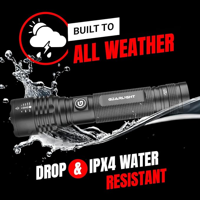 LED Flashlight High Lumens, Tactical Flashlight Battery Powered (Batteries Not Included), Bright Handheld Flashlight for Camping, Hunting, Home, Security, Hiking, Walking at Night & Emergency Use