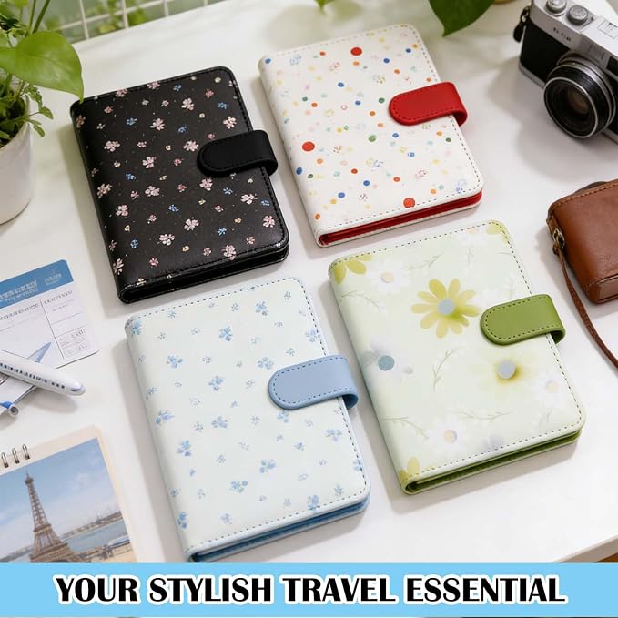 Melsbrinna Rfid Passport Holder for Travel women/Men, Cute Passport Wallet Rfid Blocking Card Slots, Rfid Passport Cover/CaseTravel Wallet, Passport Book Holder (1, floral blue a)