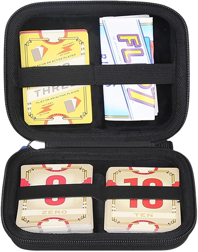 Universal Slim Hard Card Games Cases, Travel Storage Box Holds 200+ Game Cards Compatible with Flip 7/ PM TCG - Fits 2.5×3.5 & 2.25×3.5 Inch Cards (Black)