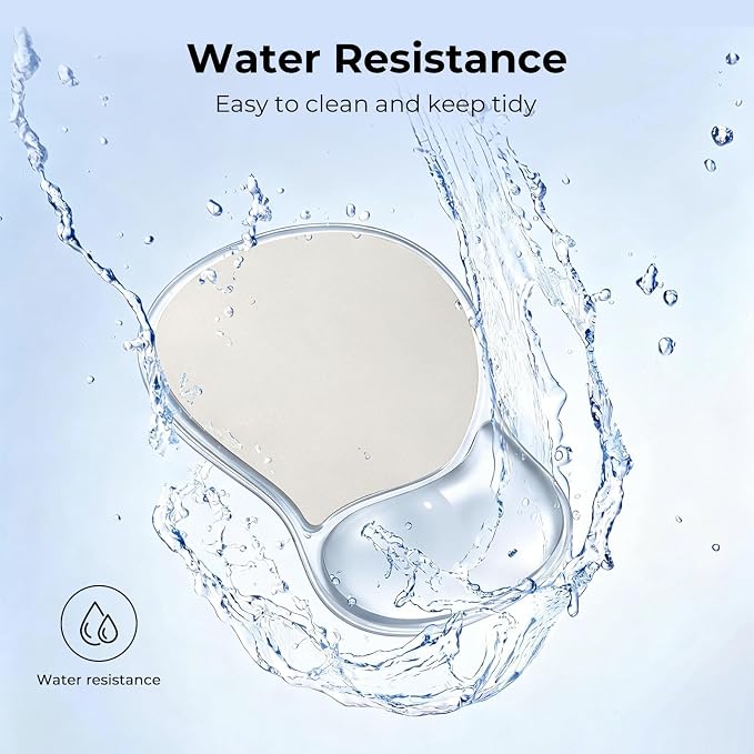 EooCoo Ergonomic Waterproof Mouse Pad with Gel Wrist Rest Support | Middle Concave Design for Natural Wrist Alignment, Non-Slip Base Mousepad, Carpal Tunnel Relief, Office Desk Accessories