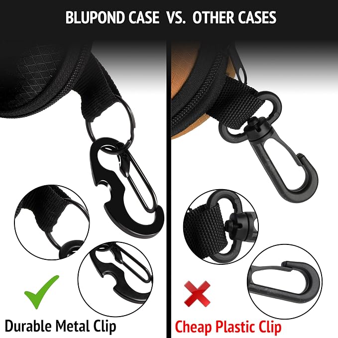 BLUPOND Sunglasses Case Semi Hard EVA Shell with Metal Hanging Hook Belt Clip Sun Glasses Storage