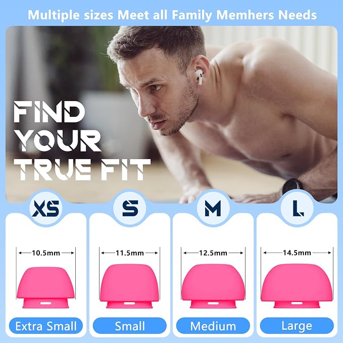 Inesore 4 Pairs Replacement Ear Tips for AirPods Pro 2nd/1st (Rose red) | with Noise Reduction Hole & Built-in dust Guard Screen,Silicone,with Portable Storage Box & Cleaner Pen,4 Size (XS/S/M/L)