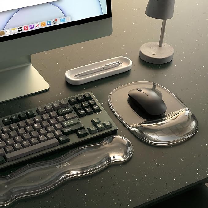 CASUCATTE-Clear Gel Mouse Pad with Wrist Rest - Super Non-Slip, Soft & Comfortable, Washable, Relieve Office or Gaming Wrist Pain