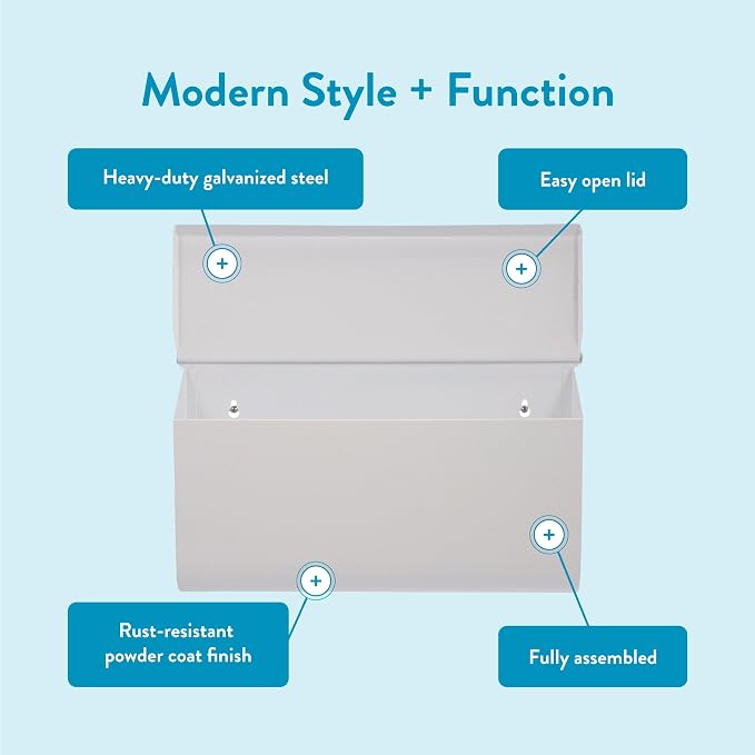 Architectural Mailboxes Woodlands Steel Wall Mount Mailbox, White, Medium | Galvanized steel build for outside with weather-resistant outdoor construction and a rust-resistant powder-coat finish.