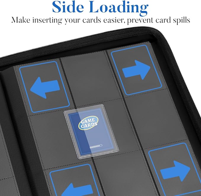 Fabmaker Top Load Binder Holds 360 Cards, Portable Card Binder with Retractable Handle, Side Loading Trading Card Storage for 3" x 4" Hard Card Sleeves, Collectible Case for Games, Sports Cards, Teal