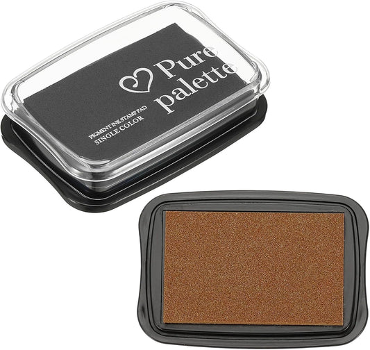 PATIKIL 3"x2" Large Stamp Pad, 2Pcs Washable Craft Ink Pad for Rubber Stamp Card Making Stamping Scrapbook Fingerprint Handprint, Copper/Black
